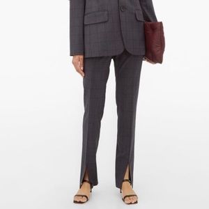 TIBI WINDOW PANE SLIM CHARCOAL GREY PANTS.